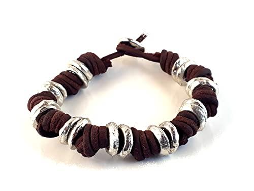 Bracciale Uomo in Cuoio Grezzo e Metallo Rustico 