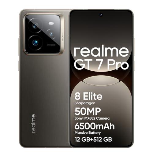 realme GT 7 Pro 5G Smartphone 12+512 GB,Processore Snapdragon® 8 Elite,Fotocamera AI Ultra-clear Snap,Ricarica SUPERVOOC da 120 W,Batteria da 6.500 mAh,IP69,Sblocco subacqueo,Grey(no adapter)