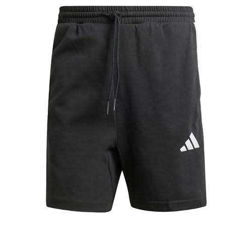 adidas Uomo Essential Three Stripes Single Jersey Short 7IN, Nero/Bianco