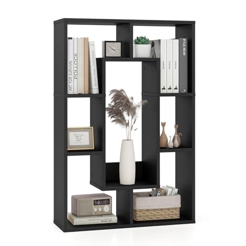Libreria in Legno COSTWAY - Design Geometrico a 7 Cubi, Nero