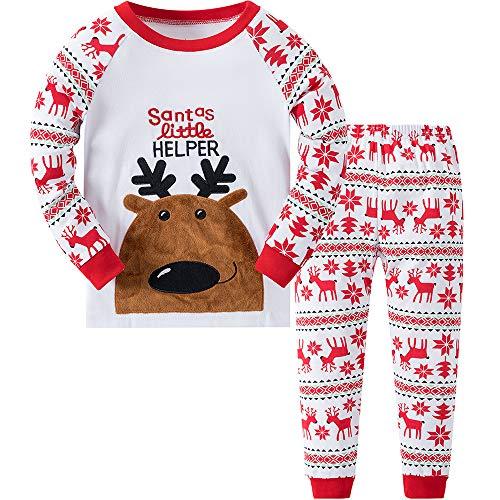 MIXIDON Pigiama Natalizio Bambini 2 Pezzi Orso di Natale