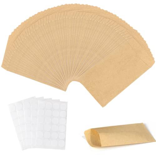 Carehabi - 100 Sacchetti di Carta Kraft Marroni (9x13cm) con Etichette Adesive