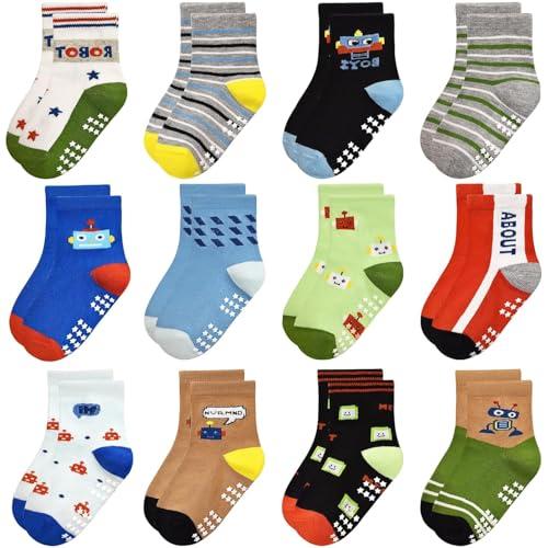 Yafane 12 Paia Calze Antiscivolo Bambino in Cotone