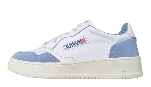 AUTRY Sneakers Donna Medalist in Pelle e Camoscio AULW GS38 Bianco Blu Jeans