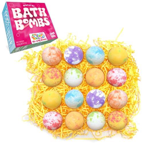 ZIMPLI - 16 x Bombe da Bagno Set Regalo per la Festa della Mamma e San Valentino, Fizzers da Bagno di Lusso Fatti a Mano per Donne, Beauty Kit Rilassante, Vegan Friendly & Cruelty Free