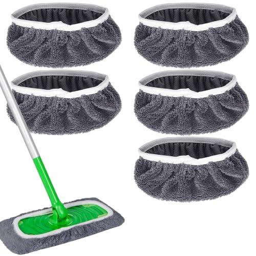 Confezione da 4 panni in microfibra riutilizzabili grigi, lavabili, per la pulizia di pavimenti bagnati e asciutti, adatti alla maggior parte dei mop standard (grigio, 4)