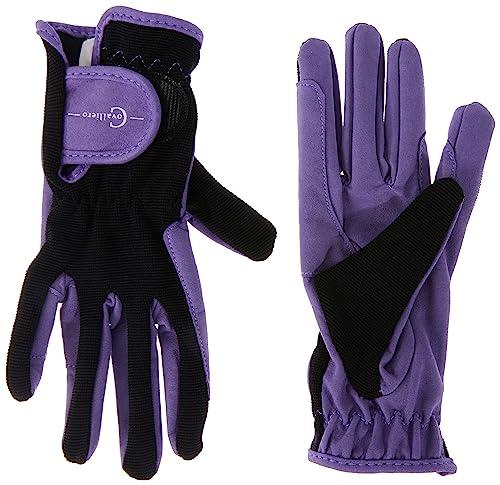 Covalliero Guanti da Equitazione Lilli per Bambini - Nero/Viola, Taglia M
