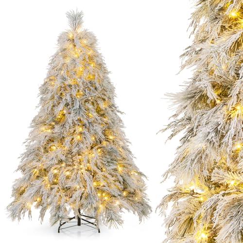 COSTWAY Albero di Natale Innevato con Luci LED Bianche Calde