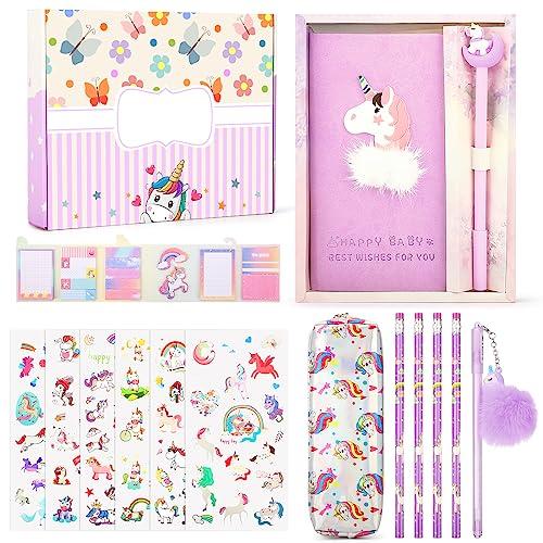 Maomaoyu Set di Cancelleria con Astuccio Unicorno per Bambina, Unicorno Regalo con Penna Unicorno per Bambina 4 5 6 7 8 9 10 11 Anni Femmina, Diario Segreto Bambina