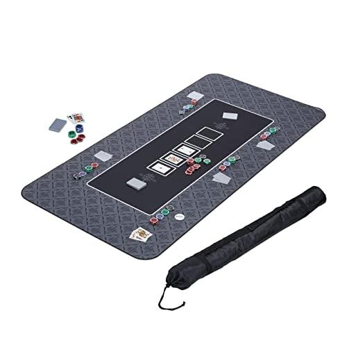 Relaxdays Tappeto da Poker 180x90 cm Antracite Nero