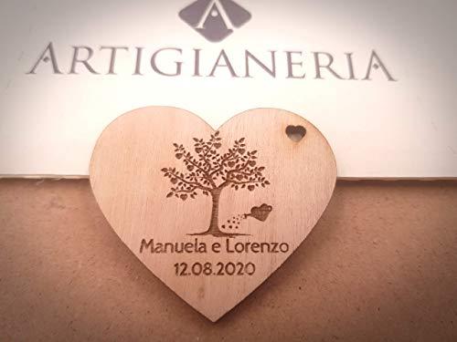 Bomboniera Cuore in Legno Albero della Vita Personalizzato - Artigianeria