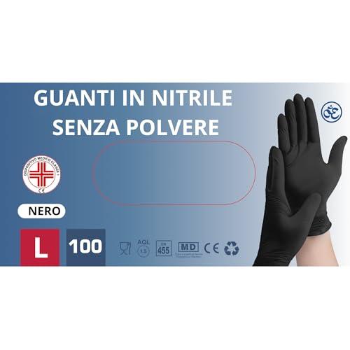 Guanti in Nitrile Monouso - Confezione da 100 (Nero, Taglia L)