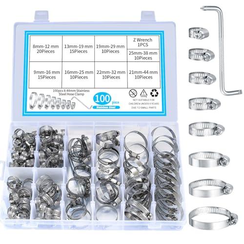 Kit 100 Fascette Stringitubo Regolabili in Acciaio Inox (8-44mm) con Cacciavite