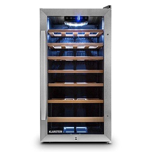 Klarstein Cantinetta Vino Refrigerata 26 Bottiglie, Frigo Bar con Vetrina e Protezione UV