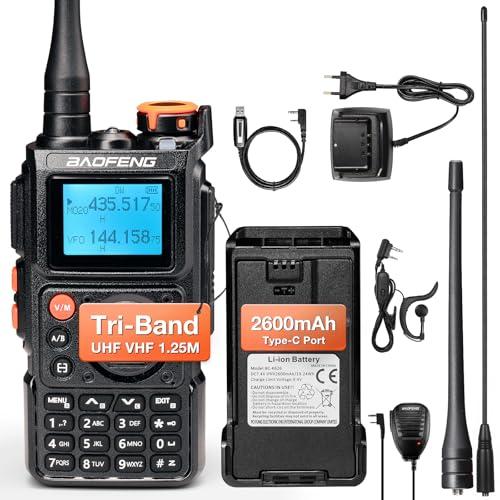 BAOFENG K6 Tri-band Walkie Talkie, 6W radio amatoriale, Multi Band UHF/VHF/FM/Aria, batteria da 2600 mAh, ricarica USB-C, cavo di programmazione, 999 CH, copia della frequenza wireless