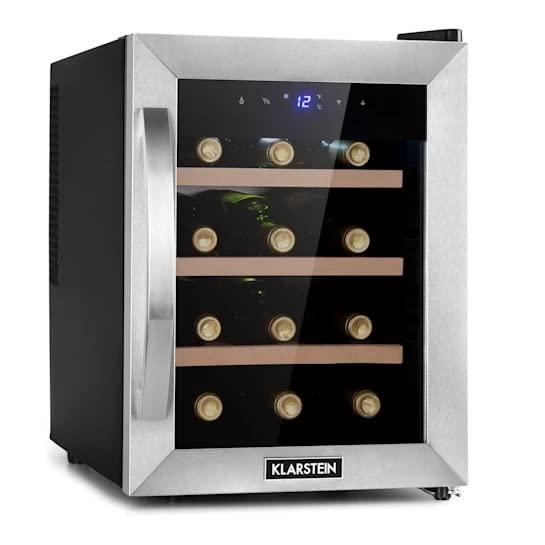Klarstein Cantinetta Vino Refrigerata - 12 Bottiglie, Acciaio Inox