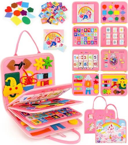 Gontence Busy Board Unicorno Rosa - Gioco Montessori per Bambini