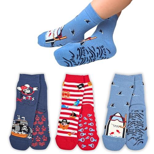 LEON D'ORO Calzini Bambino Antiscivolo Cotone - 3 Paia Made in Italy