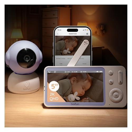 Boifun Baby Monitor 5.5'' 2K con Telecamera 4MP, Wi-Fi, AI e Funzioni Premium