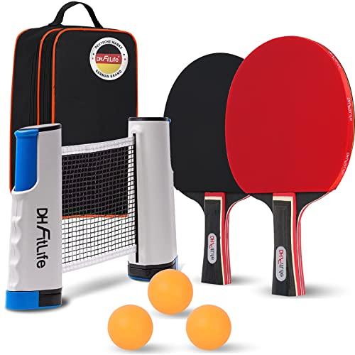 DH FitLife Set da Ping Pong per 2 Giocatori con Rete Mobile
