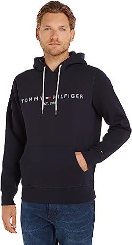 Tommy Hilfiger Felpa Uomo Core Tommy Logo con Cappuccio Blu Sky Captain