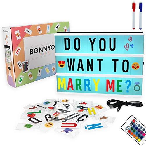 Light Box Cambio Colore BONNYCO con 400 Lettere, Emoji e Accessori