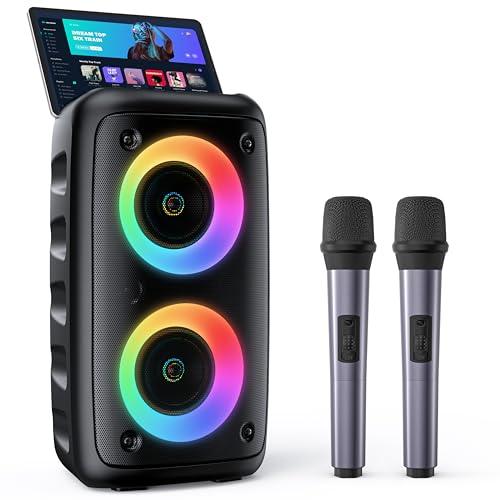 HEEBUKE Karaoke - Altoparlante Bluetooth Portatile con 2 Microfoni Wireless