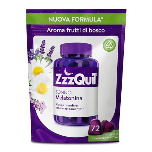 ZzzQuil Sonno - Integratore per il Sonno con Melatonina, Valeriana e Camomilla - 72 Pastiglie Gommose