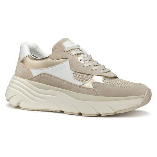 Geox D DIAMANTA B, Scarpe da Ginnastica Donna, White/Lt Taupe