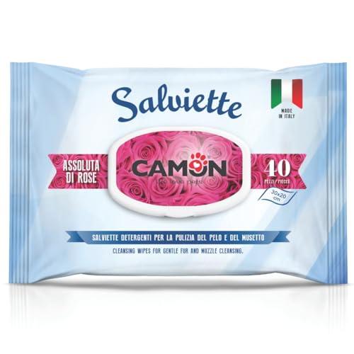 CAMON Salviette Detergenti per Cani e Gatti - Fragranza Assoluta di Rose