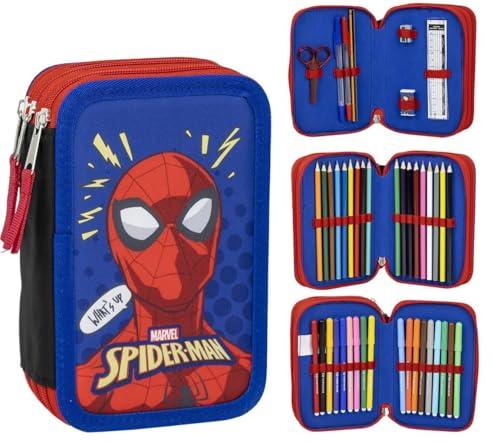 Astuccio Spiderman 3 Scomparti Blu con Accessori Originale
