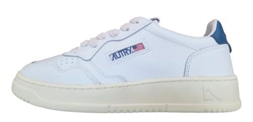 AUTRY Scarpe Sneakers in Pelle AULM LL29 Bianco e Blu Ciano 42