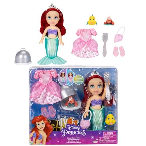 Disney Princess Ariel Doll Sea to Land Bambola Ariel con Sebastian & Flounder, coda di sirena e abito rosa