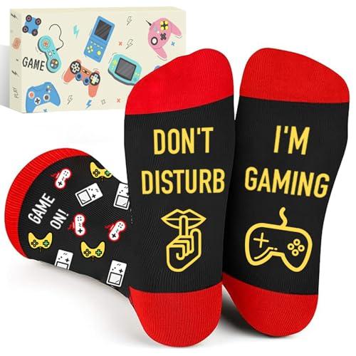 CYBIONE Calzini da Gioco Divertenti Do Not Disturb, I'M GAMING' in Cotone di Lusso - Regalo Perfetto per Adolescenti, Uomini, Natale - Taglia Unica EU 39-45