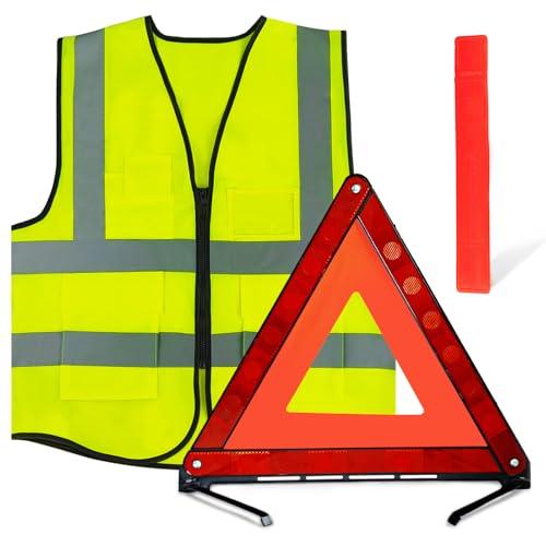 Kit di Emergenza Auto 2 in 1: Triangolo Omologato e Gilet Alta Visibilità
