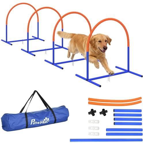 PawHut Set Agility Dog con 4 Archi Componibili e Borsa da Trasporto