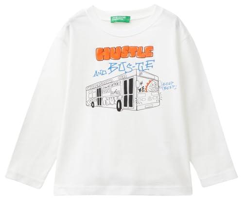United Colors of Benetton T-Shirt Manica Lunga con Stampe Veicoli