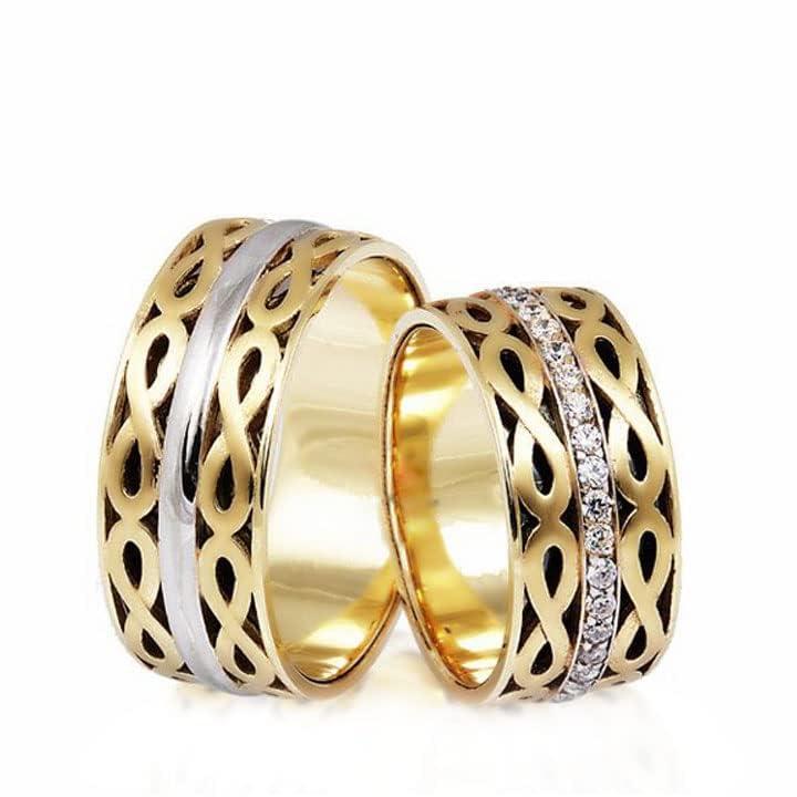 Set di fedi nuziali placcate in oro Coppia di fedi nuziali in argento personalizzate