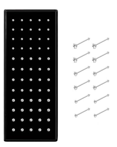 KGDUYC 60 PCS Piercing Naso in Acciaio Inossidabile - Brillantino, Forma Cristallo, Ipoallergenico