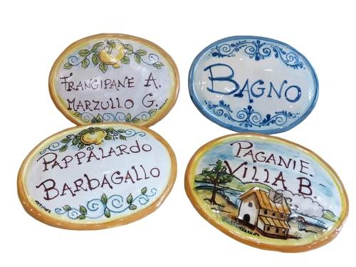 Targa Nome Porta in Ceramica Siciliana Personalizzata Ovale 13 cm - Terakota Ceramiche