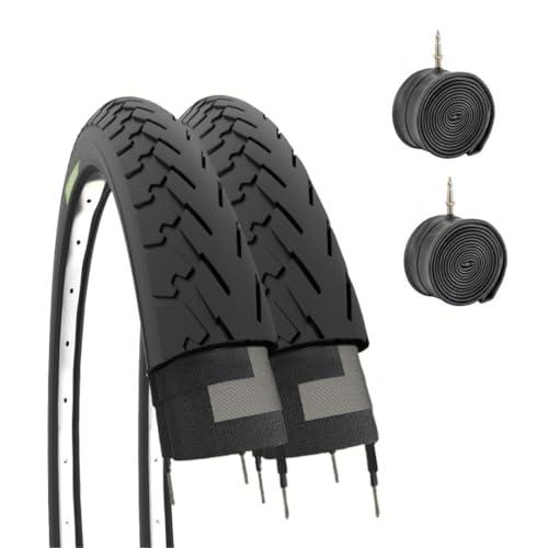 2 COPERTONI NERI 700 X 32C + CAMERE D'ARIA PER BICICLETTA BICI CITY BIKE TREKKING 28 X 1 5/8 X 1 1/4 (32-622)