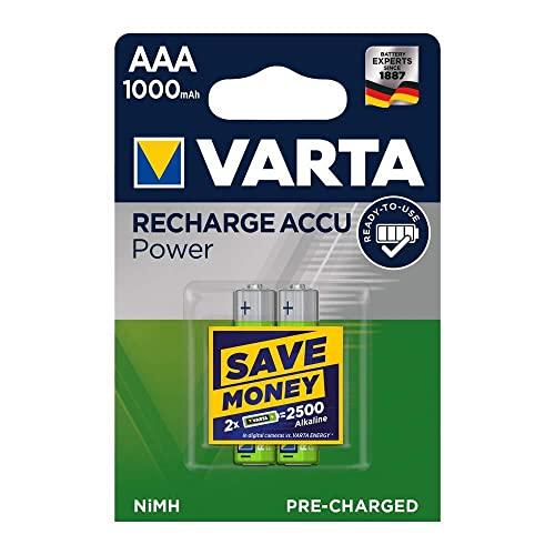 Varta Batterie Ricaricabili NiMH Micro AAA 1000 mAh (Confezione da 2)