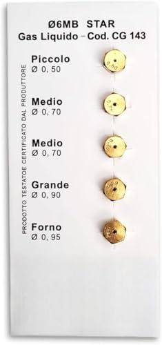 Kit 5 Ugelli Universali GPL per Bombole e Cucine a Gas - 6MB con Misure Assortite
