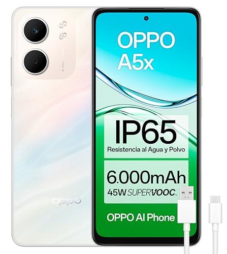 OPPO A5x Smartphone Bianco - 4GB/128GB, Display 90Hz, Fotocamera 32MP e Batteria 6000mAh
