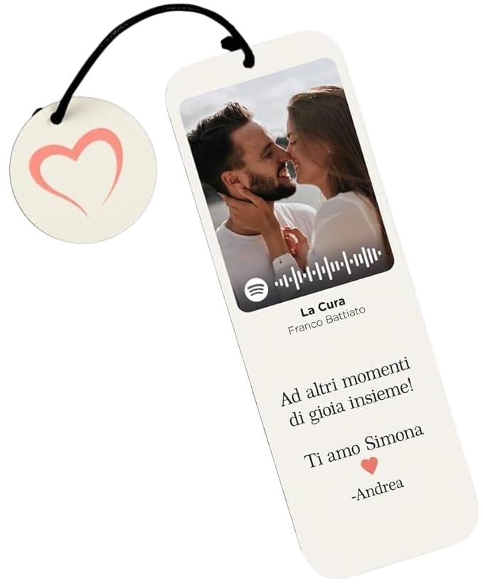 Segnalibro Personalizzato in Legno con Foto, Testo e Codice Spotify - Idea Regalo Originale