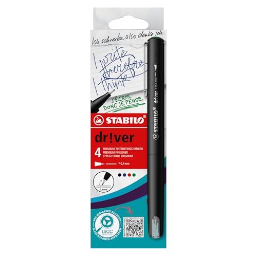 STABILO dr!ver - Fineliner Premium - Astuccio da 4 colori