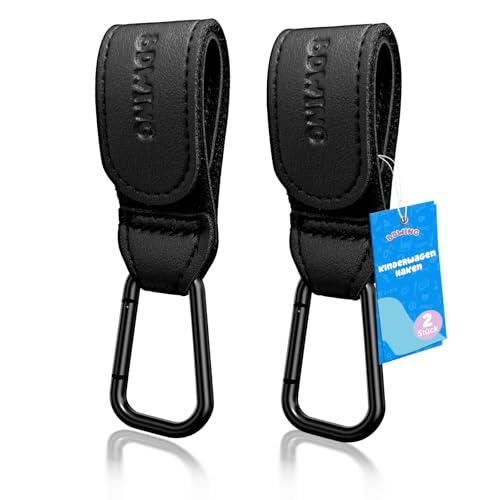 Bdwing Ganci per Passeggino in Pelle Nera - Set da 2, Universali e Resistenti