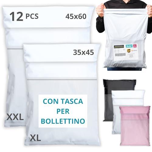 EMBALLAX - 12 Buste per Spedizioni Vinted con Tasca per Bollettino - Taglie XL/XXL - Non Trasparenti/Ultra-Resistenti