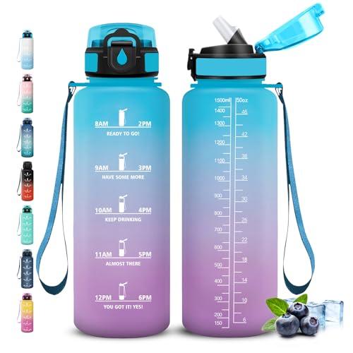 Grsta Borraccia Motivazionale da 1.5 Litri con Cannuccia e Chiusura di Sicurezza