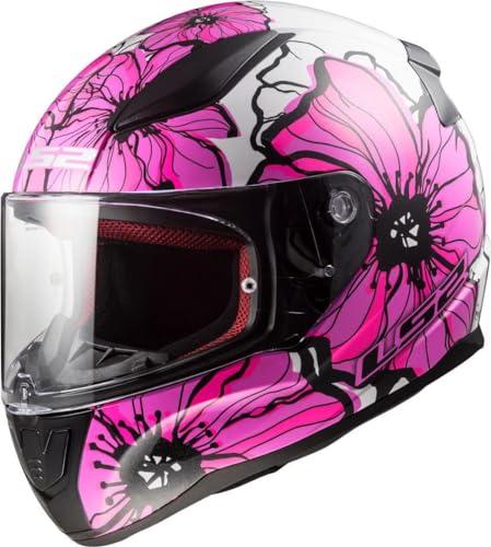 LS2 Rapid II Poppies: Casco Integrale Nero e Rosa per Motocicliste Esigenti